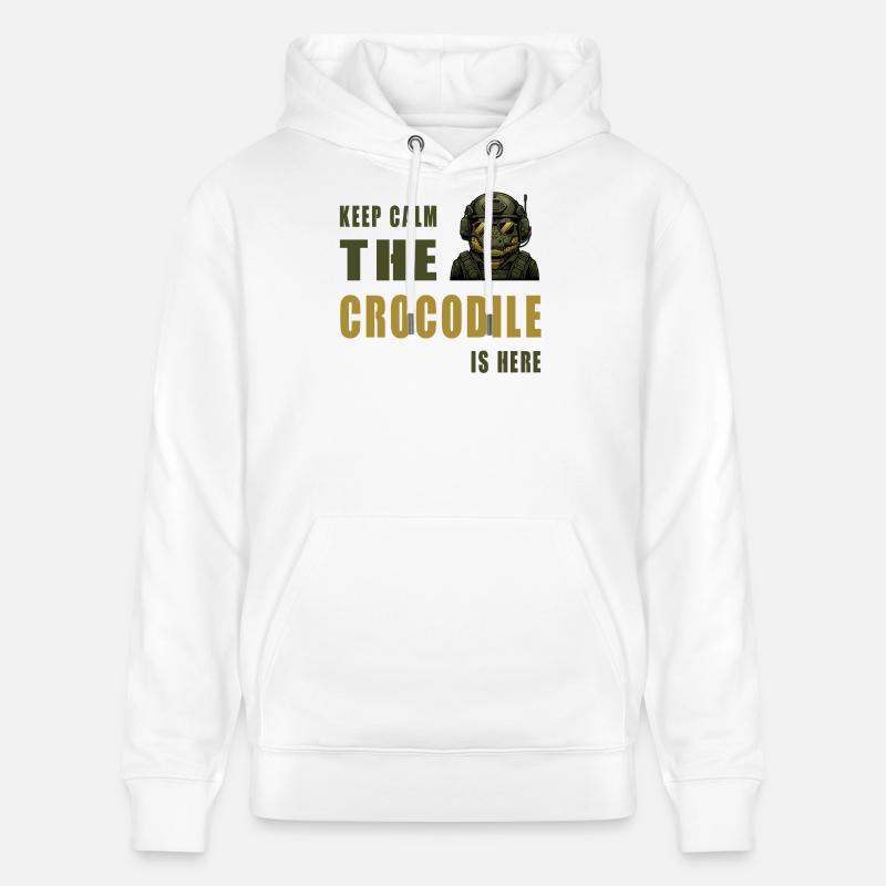 Crocodile en action – Restez calme - Sweat à capuche bio CRUISER Stanley/Stella Unisexe - blanc