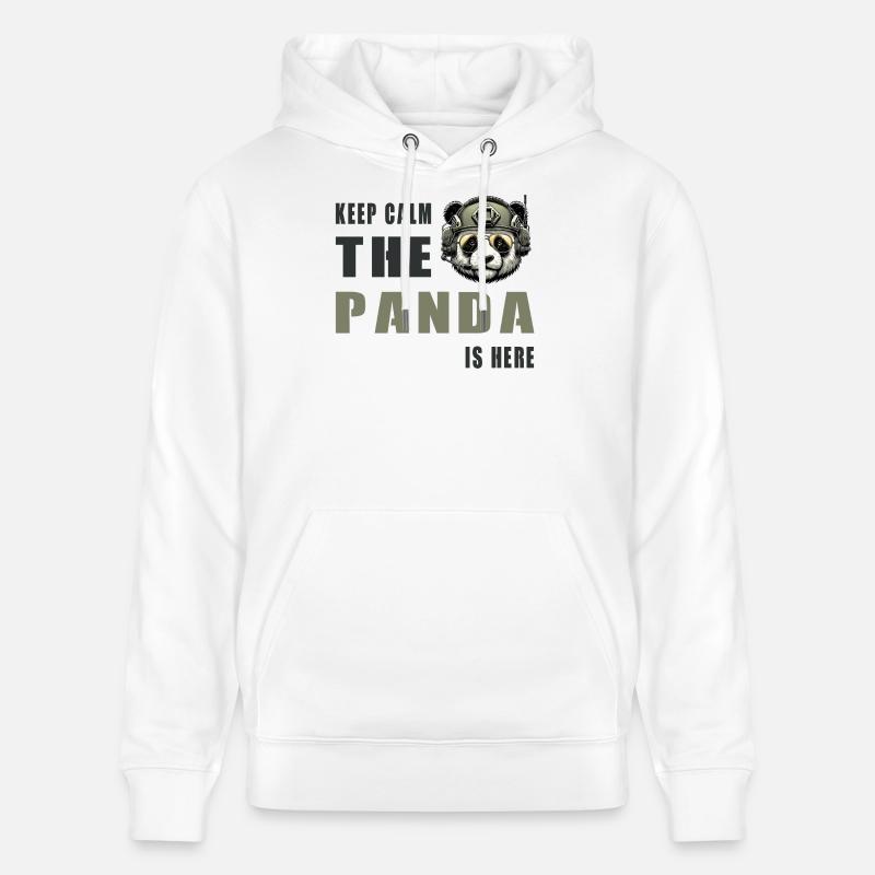 Panda tactique – Restez calme - Sweat à capuche bio CRUISER Stanley/Stella Unisexe - blanc