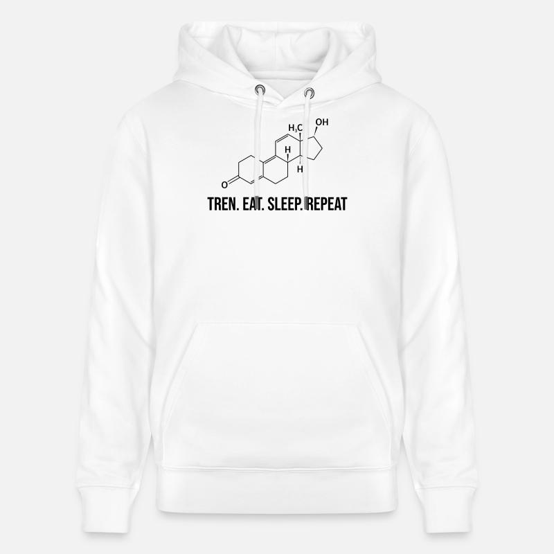 Tren. Manger. Dormir. Répéter - Sweat à capuche bio CRUISER Stanley/Stella Unisexe - blanc