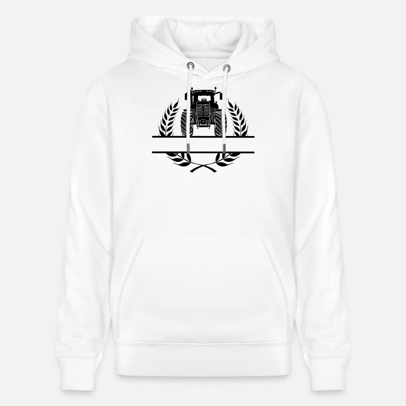 Traktor-Frontansicht im Lorbeerkranz - Stanley/Stella Unisex Bio-Hoodie CRUISER  - Weiß