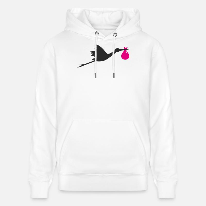 Klapperstorch Storch Mädchen rosa - Stanley/Stella Unisex Bio-Hoodie CRUISER  - Weiß