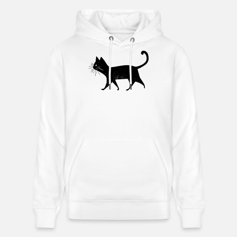 Chat noir élégant - Sweat à capuche bio CRUISER Stanley/Stella Unisexe - blanc