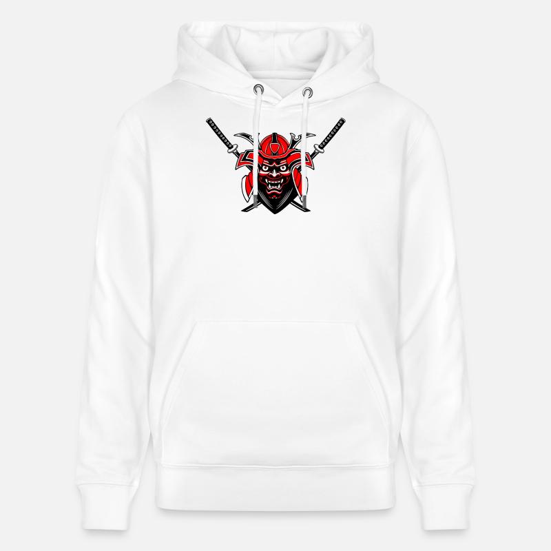 Menpō & Épées – Rouge Noir Design - Sweat à capuche bio CRUISER Stanley/Stella Unisexe - blanc