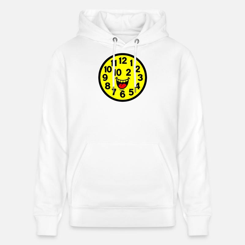 Conception d’horloge parodiée joyeuse - Sweat à capuche bio CRUISER Stanley/Stella Unisexe - blanc