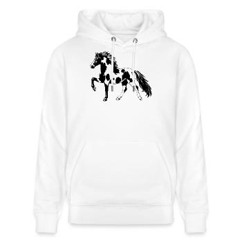Spotted Saddlehorse – Elegantes Gangpferd Pinto - Stanley/Stella Unisex Bio-Hoodie CRUISER  - Weiß - Vorne - Alina (178cm) & Michal (187cm)