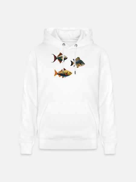 Kleurrijke tropische vissen op kleding - Stanley/Stella Uniseks bio-hoodie CRUISER - wit
