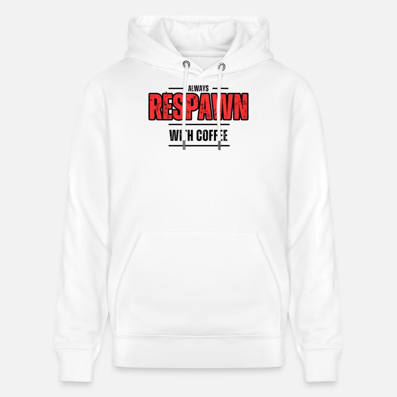 Always Respawn With Coffee – Gamer Café - Sweat à capuche bio CRUISER Stanley/Stella Unisexe - blanc