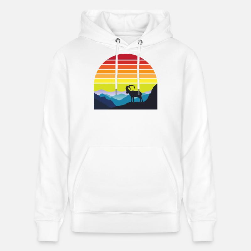 Silhouette Chèvre au Soleil Couchant - Sweat à capuche bio CRUISER Stanley/Stella Unisexe - blanc