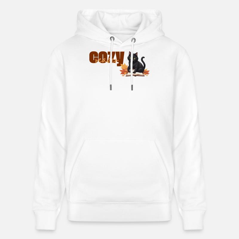 Cozy reader - Herbstlicher Katzenlese-Design - Stanley/Stella Unisex Bio-Hoodie CRUISER  - Weiß