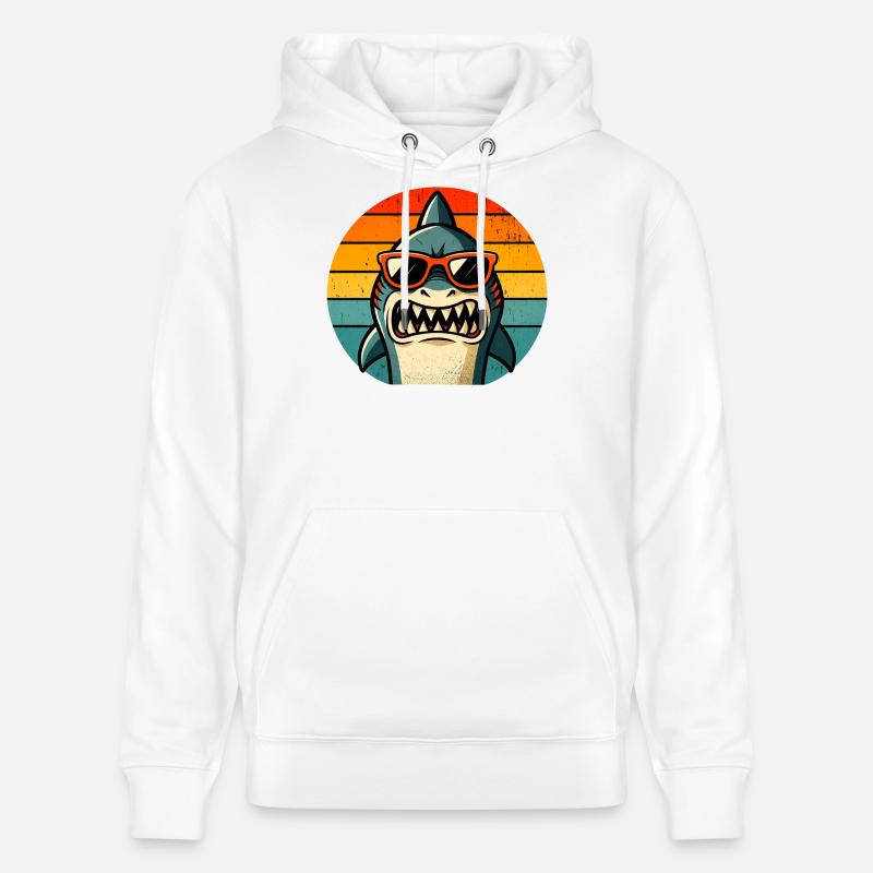 Requin Cool avec Lunettes de Soleil - Sweat à capuche bio CRUISER Stanley/Stella Unisexe - blanc