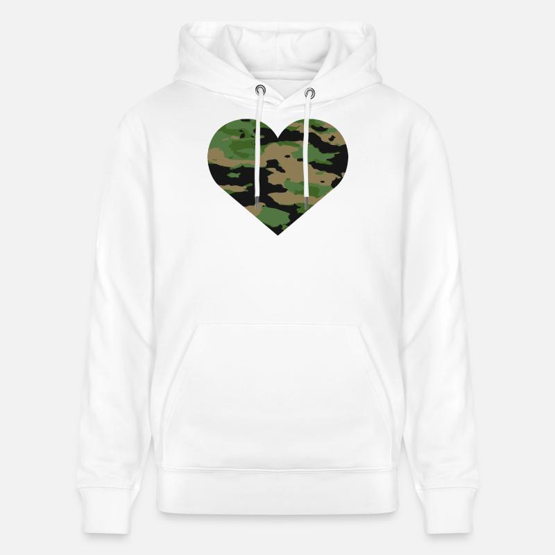 Conception de cœur camouflage - Sweat à capuche bio CRUISER Stanley/Stella Unisexe - blanc