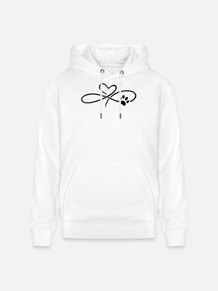 Infinity Heart with Paw Dog Cat - Stanley/Stella CRUISER Unisex Organic Hoodie - white