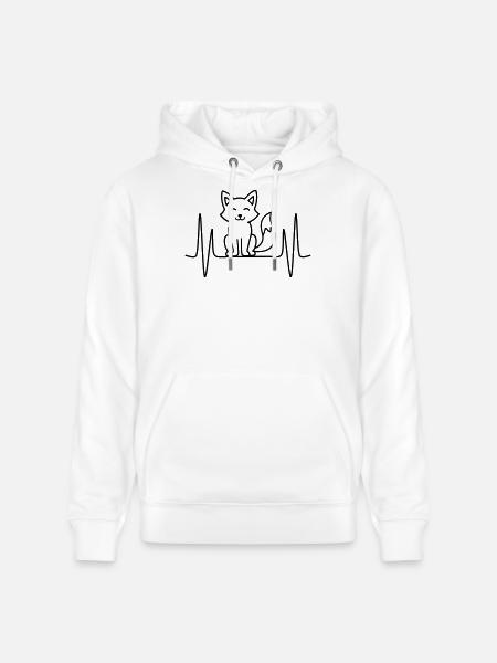 Ræv hjerteslag linje motiv - Stanley/Stella CRUISER økologisk unisex-hoodie - hvid