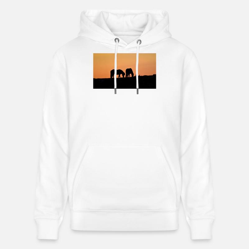 Chevaux islandais au coucher du soleil - Sweat à capuche bio CRUISER Stanley/Stella Unisexe - blanc