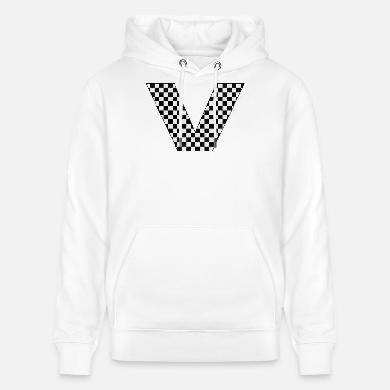 V – Checkerboard Typography Statement - Stanley/Stella Unisex Bio-Hoodie CRUISER  - Weiß