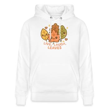 Leben Lachen Blätter Glücklich Herbst Ernte Herbst - Stanley/Stella Unisex Bio-Hoodie CRUISER  - Weiß - Vorne - Alina (178cm) & Michal (187cm)
