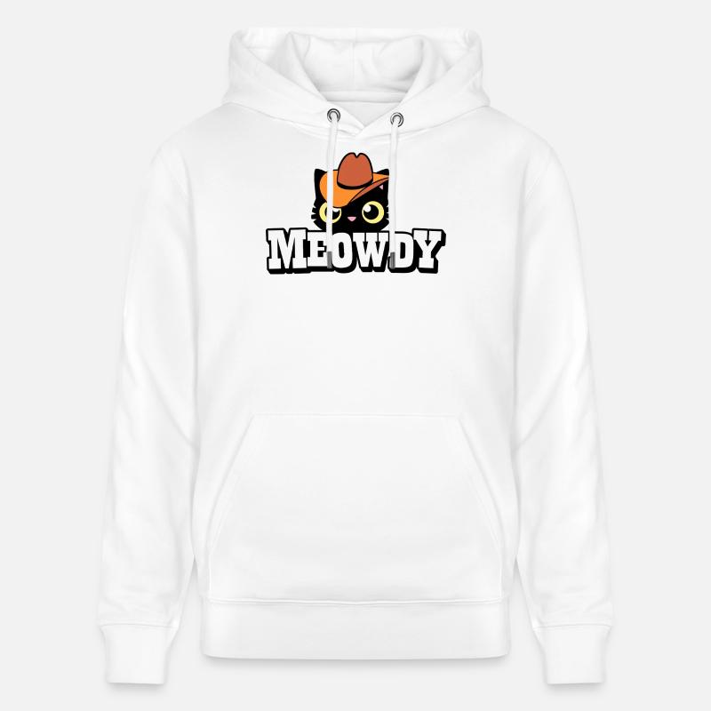 Motif chat avec chapeau de cowboy - Sweat à capuche bio CRUISER Stanley/Stella Unisexe - blanc