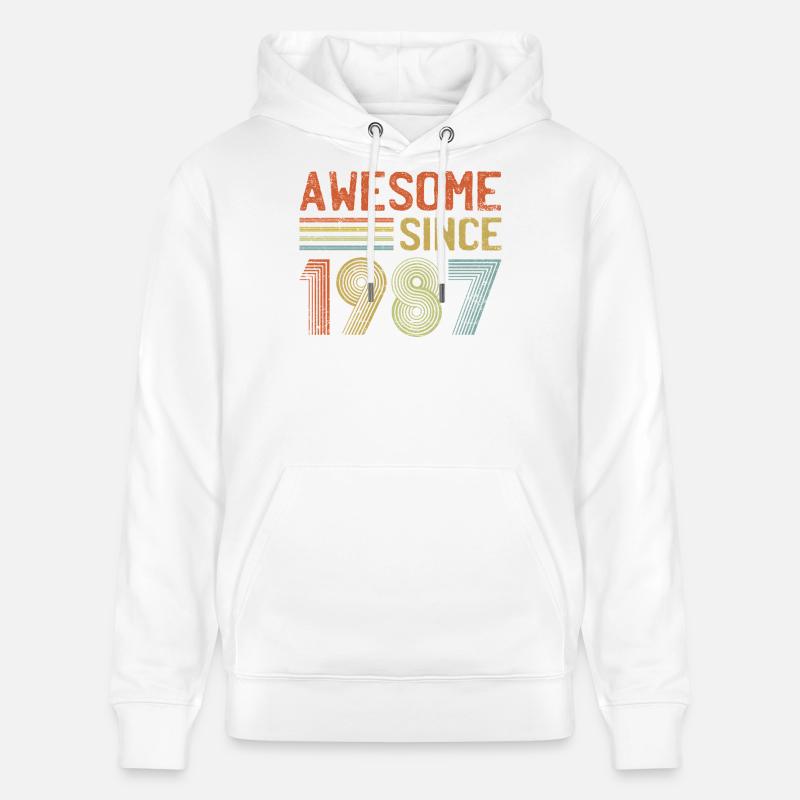 Rétro 1987 célébration Design - Sweat à capuche bio CRUISER Stanley/Stella Unisexe - blanc