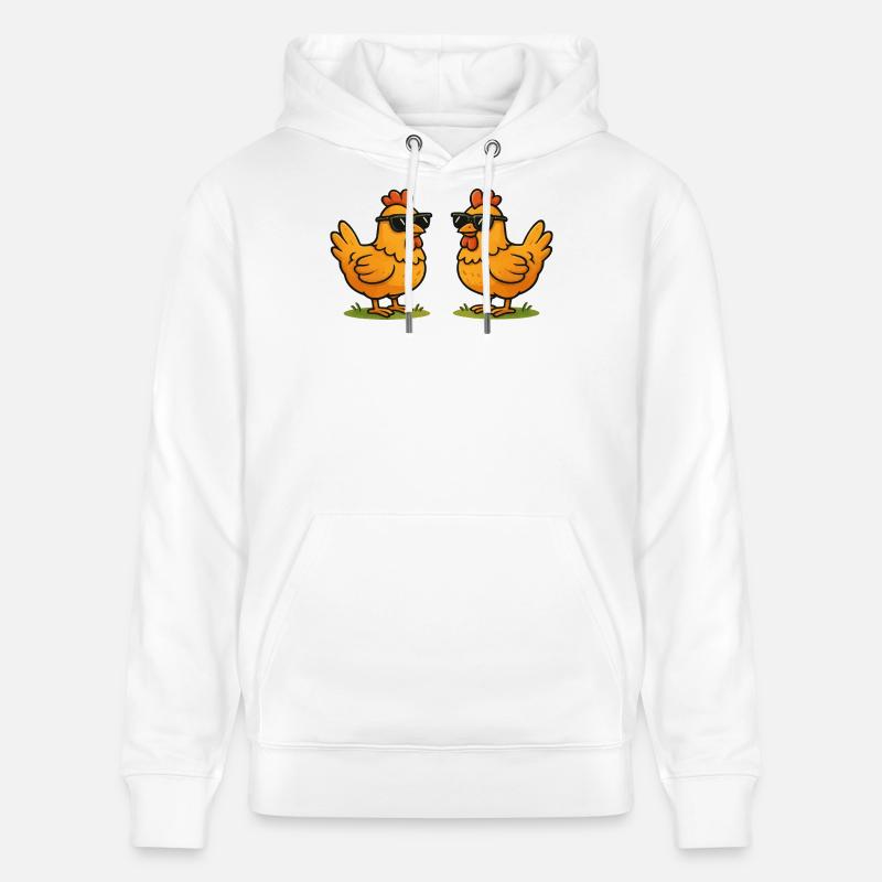 Poulets avec lunettes de soleil - Sweat à capuche bio CRUISER Stanley/Stella Unisexe - blanc