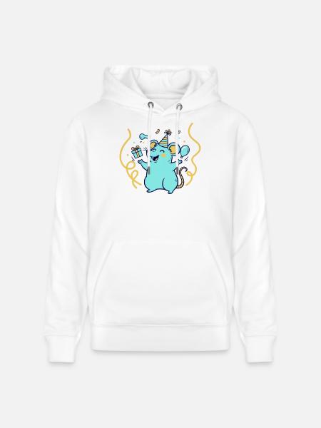 Festive Time with Hat and Balloons - Stanley/Stella CRUISER Unisex Organic Hoodie - white