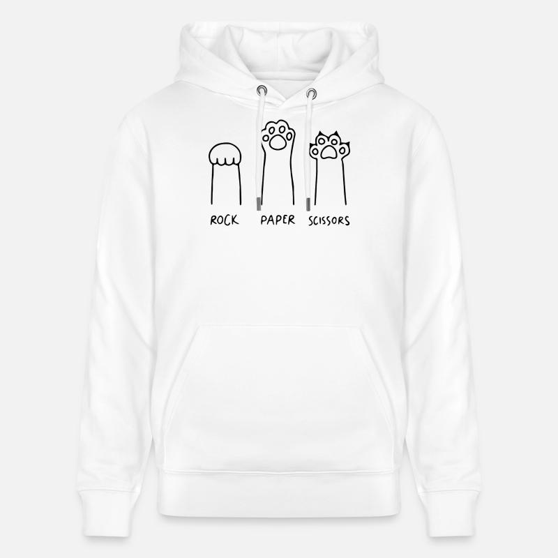 chat pierre papier ciseaux drôle - Sweat à capuche bio CRUISER Stanley/Stella Unisexe - blanc