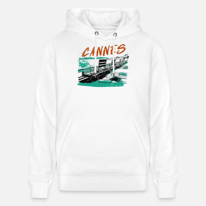 Cannes Côte d'Azur Illustration - Sweat à capuche bio CRUISER Stanley/Stella Unisexe - blanc