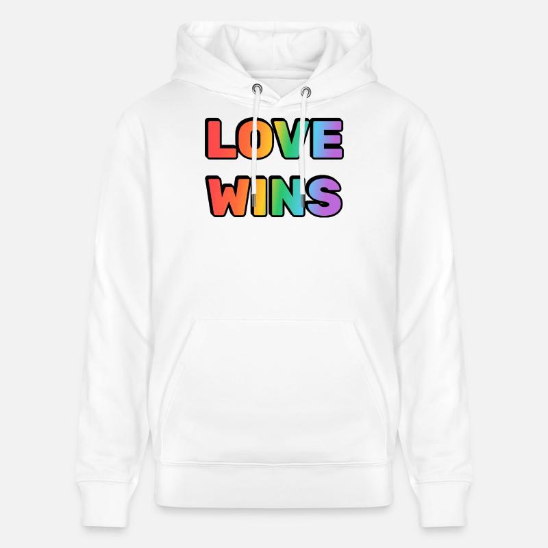 Love Wins Rainbow Gradient Text LGBT - Stanley/Stella Unisex Bio-Hoodie CRUISER  - Weiß