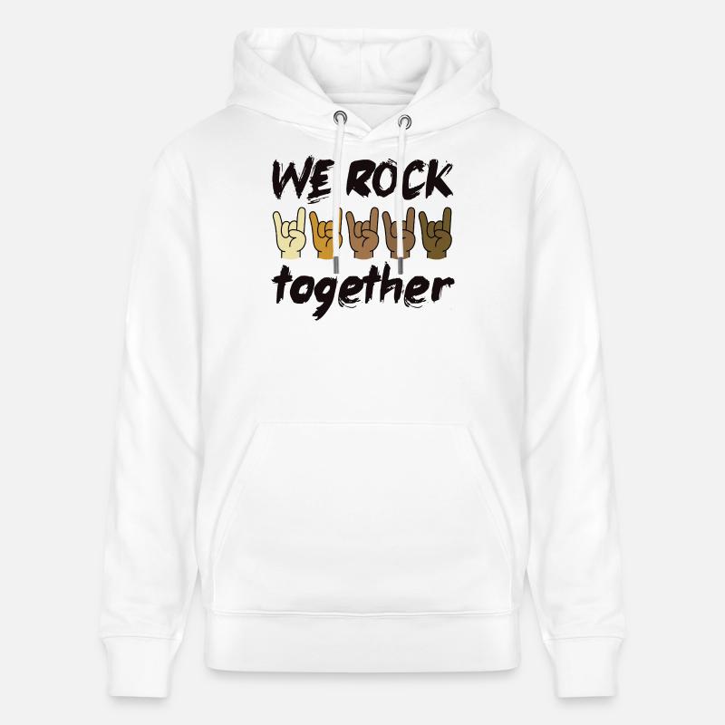 Nous nous côtoyons Diversité Inclusion Cohésion - Sweat à capuche bio CRUISER Stanley/Stella Unisexe - blanc