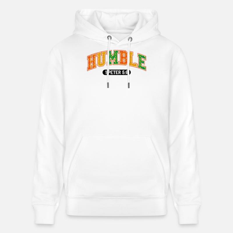 Die Botschaft der Demut 1Petrus 5,6 - Stanley/Stella Unisex Bio-Hoodie CRUISER  - Weiß