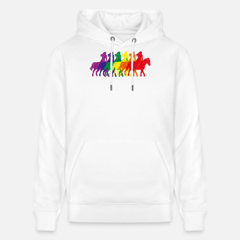 Silhouette de cavalier arc-en-ciel - Sweat à capuche bio CRUISER Stanley/Stella Unisexe - blanc