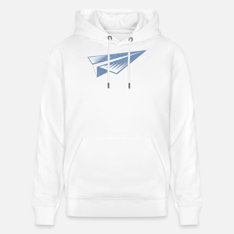 Silhouette d'avion en papier style grunge - Sweat à capuche bio CRUISER Stanley/Stella Unisexe - blanc
