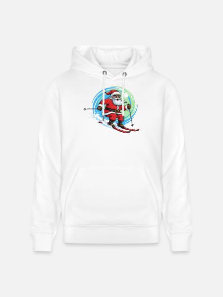 Christmas Man Skiing Winter Fun - Stanley/Stella CRUISER Unisex Organic Hoodie - white