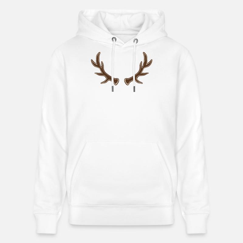Rustic Antler Silhouette - Stanley/Stella CRUISER Unisex Organic Hoodie - white
