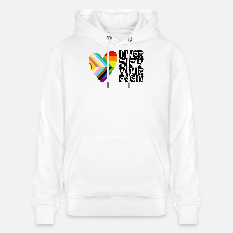 🌈♿ Diversify Your Feed –Progress Pride&Disability - Stanley/Stella Unisex Bio-Hoodie CRUISER  - Weiß