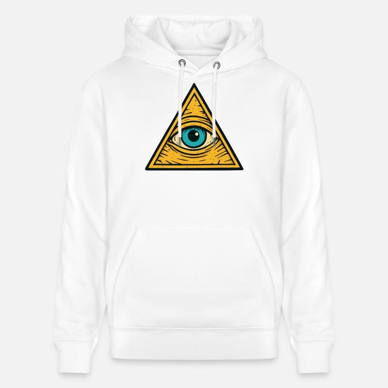 Oeil dans l’illustration du triangle - Sweat à capuche bio CRUISER Stanley/Stella Unisexe - blanc