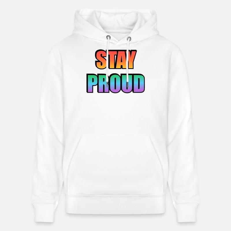 Stay Proud Gradient Text Design - Stanley/Stella CRUISER Unisex Organic Hoodie - white