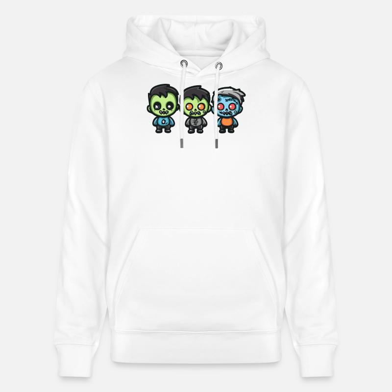 Zombies Halloween Bande dessinée mignonne - Sweat à capuche bio CRUISER Stanley/Stella Unisexe - blanc