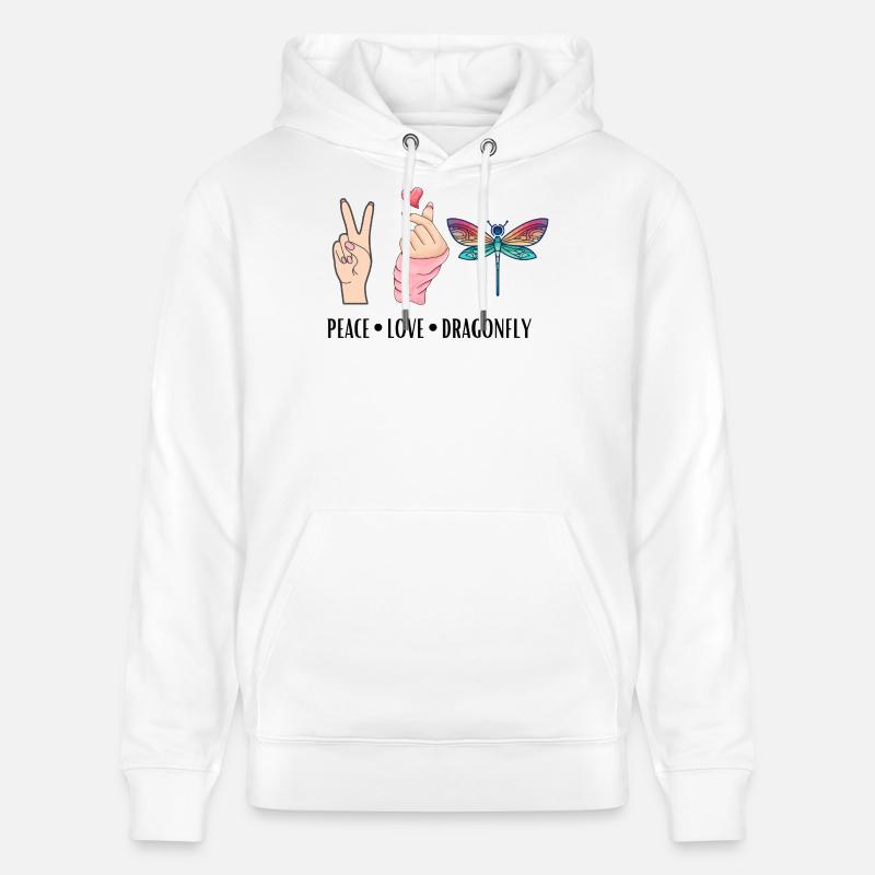 Libellule paix Amour Et Libellules - Sweat à capuche bio CRUISER Stanley/Stella Unisexe - blanc