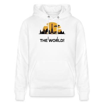 TOURISTEN Entdecken Sie die Welt Silhouette - Stanley/Stella Unisex Bio-Hoodie CRUISER  - Weiß - Vorne - Alina (178cm) & Michal (187cm)