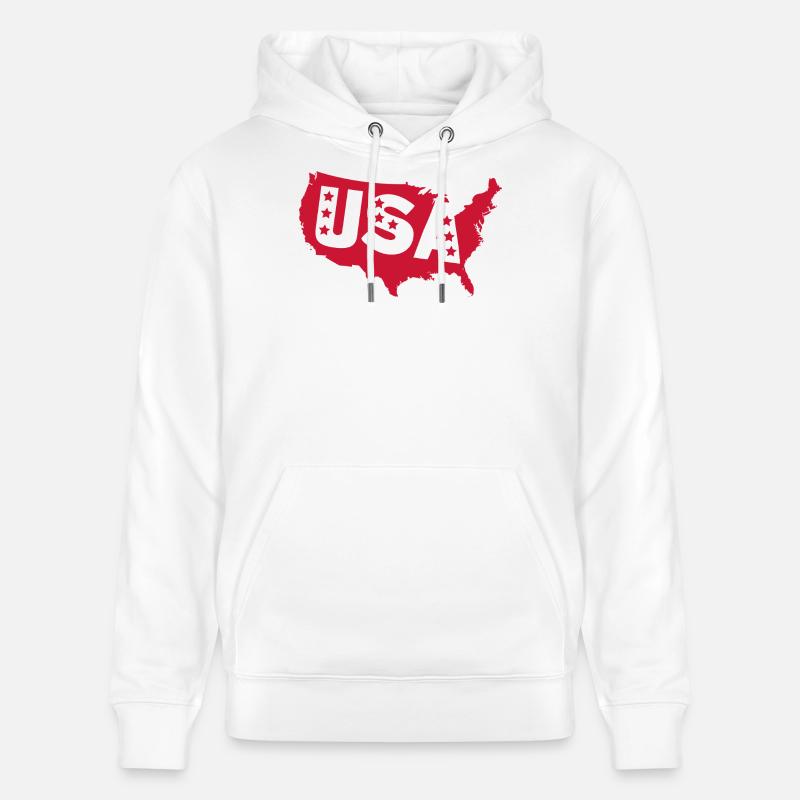 Silhouette rouge des États-Unis avec étoiles - Sweat à capuche bio CRUISER Stanley/Stella Unisexe - blanc