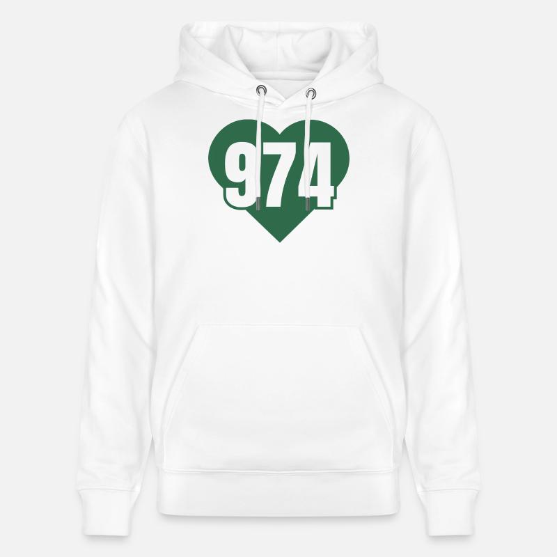 Coeur 974 Code Vert - Sweat à capuche bio CRUISER Stanley/Stella Unisexe - blanc