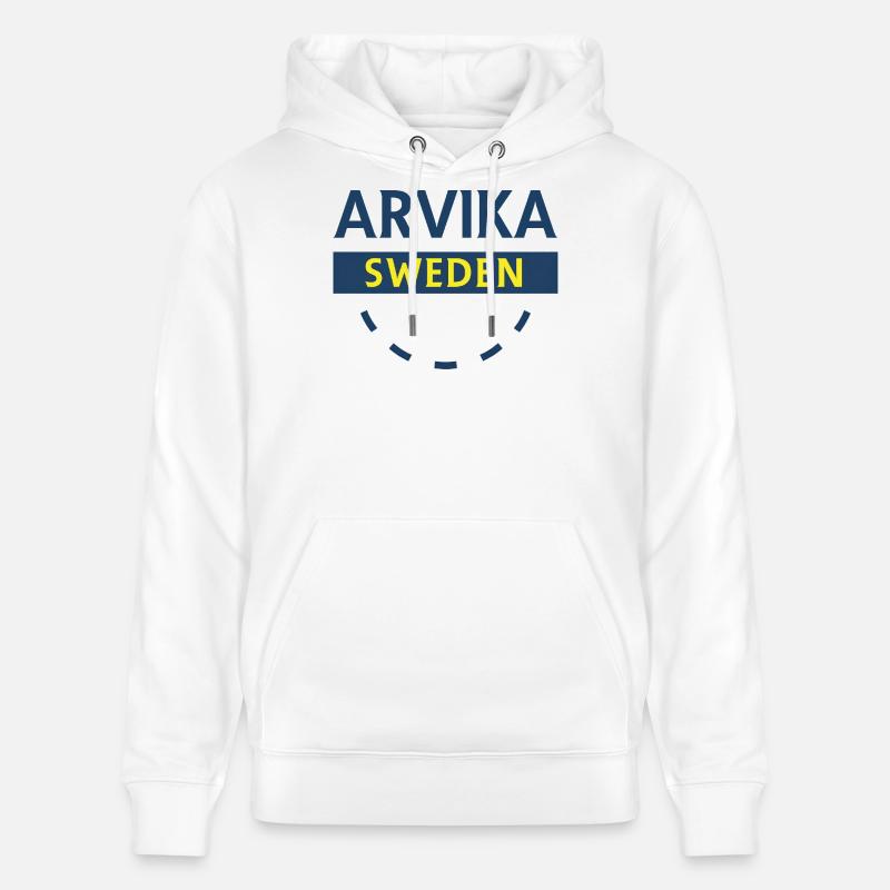 Logo Arvika Suède en bleu - Sweat à capuche bio CRUISER Stanley/Stella Unisexe - blanc