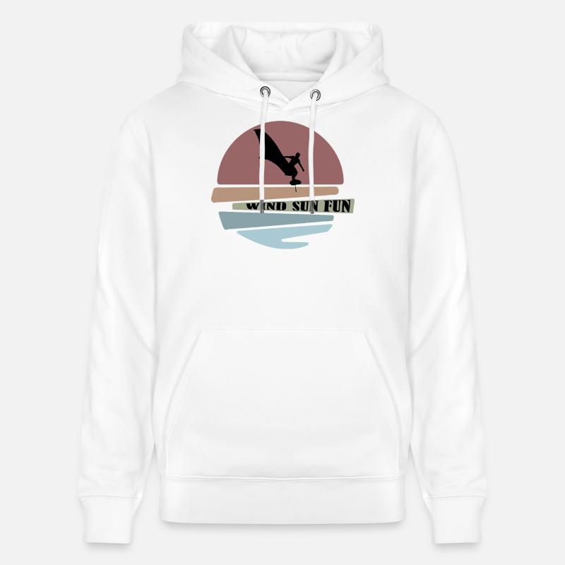 Wingfoil coucher de soleil Silhouette - Sweat à capuche bio CRUISER Stanley/Stella Unisexe - blanc