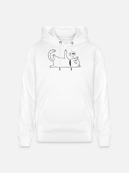 Lazy Cat Cat Lover Cat Owner Saying - Stanley/Stella CRUISER Unisex Organic Hoodie - white