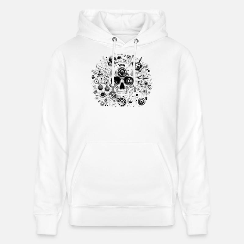 CRÂNE STEAMPUNK - Sweat à capuche bio CRUISER Stanley/Stella Unisexe - blanc