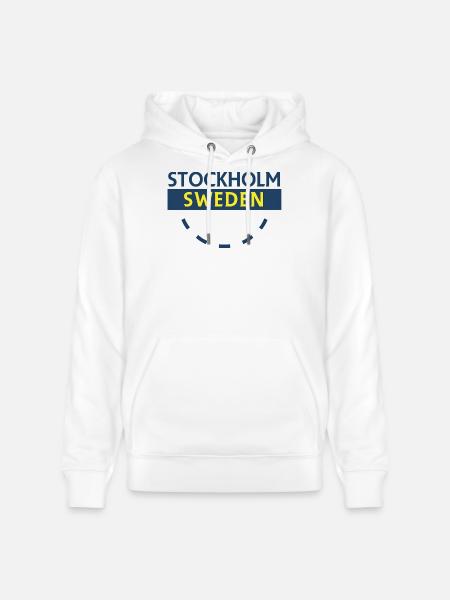 Stockholm Sweden Bold Text - Stanley/Stella CRUISER Unisex Organic Hoodie - white