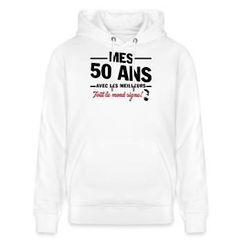 50ème Anniversaire 1975 Cadeau Drôle - Sweat à capuche bio CRUISER Stanley/Stella Unisexe - blanc - Devant - Alina (178cm) & Michal (187cm)