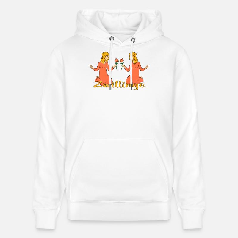 Sternzeichen Zwillinge mit einer Blume - Stanley/Stella Unisex Bio-Hoodie CRUISER  - Weiß