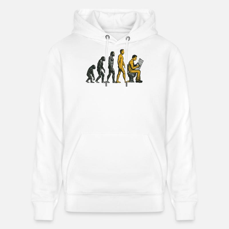 Evolution zum Klo-Mann Grunge Lustig - Stanley/Stella Unisex Bio-Hoodie CRUISER - Weiß