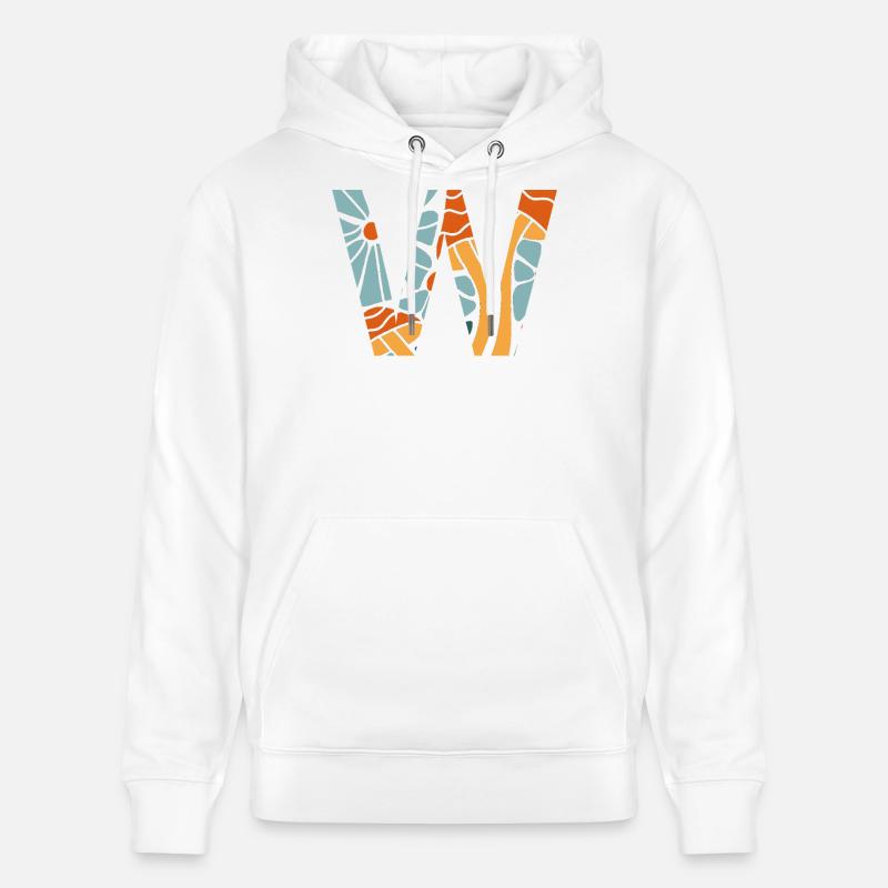 Lettre w fleurs groovy idée cadeau - Sweat à capuche bio CRUISER Stanley/Stella Unisexe - blanc